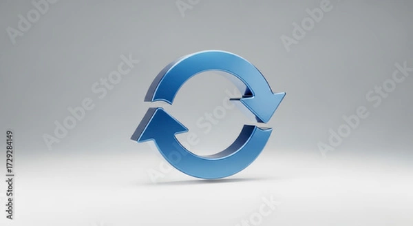 Fototapeta Blue Circular Arrows Icon Representing Refresh Update Reload Synchronization Process