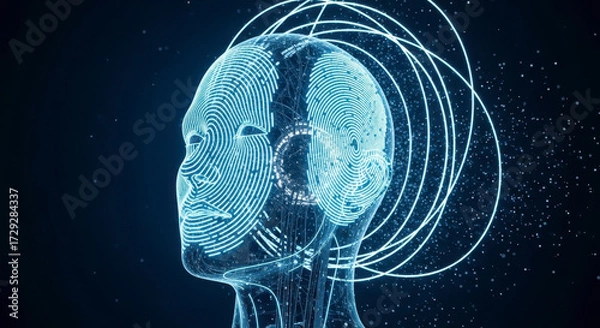 Fototapeta Abstract Digital Human Head Visualization Representing Artificial Intelligence and Futuristic Technology Concepts