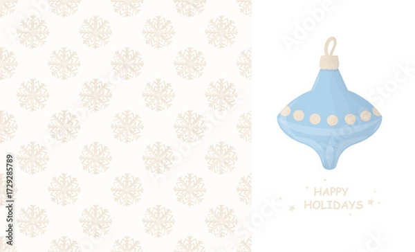 Fototapeta Seamless snowflake pattern on pastel background. Christmas ornament vector design element. Happy holidays holiday designs.