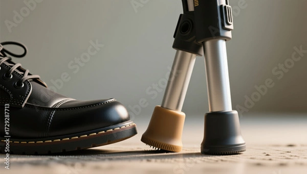Obraz Adjustable crutches in use home setting product photography indoor close-up mobility