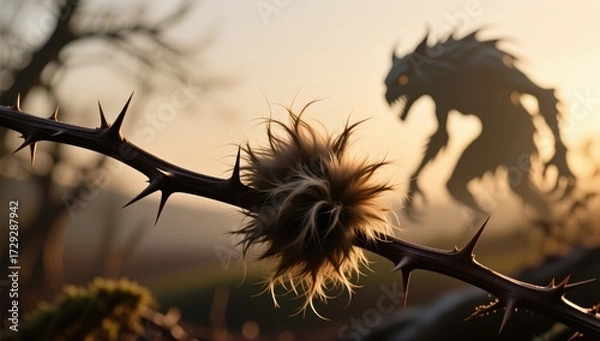 Obraz Mysterious creature emerging from nature forest fantasy scene dusk surreal