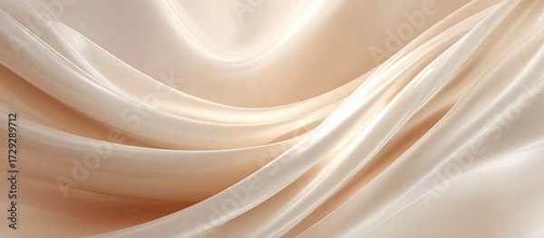 Fototapeta Beige and white silk fabric waves abstract background