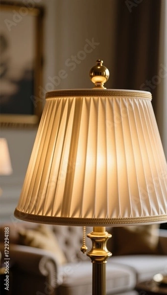 Obraz Elegant table lamp in cozy living room setting warm lighting interior design