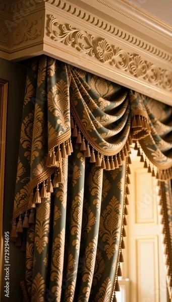 Obraz Elegant drapery design enhancing interior space luxury home decorative art warm atmosphere