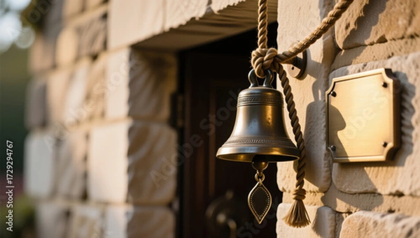 Obraz Bell ringing event rustic home entrance photography natural light close-up