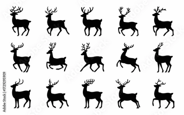 Obraz deer silhouette set