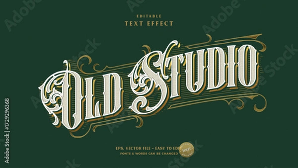 Fototapeta Old studio text effect. Editable vintage text style.
