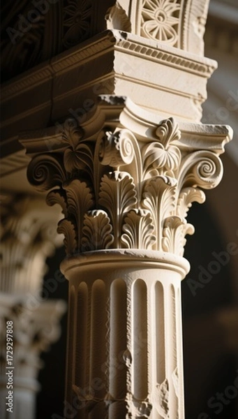 Obraz Elegant architectural column detail historic building photography indoor close-up