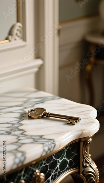 Obraz Unlocking potential vintage key on marble table elegant interior close-up