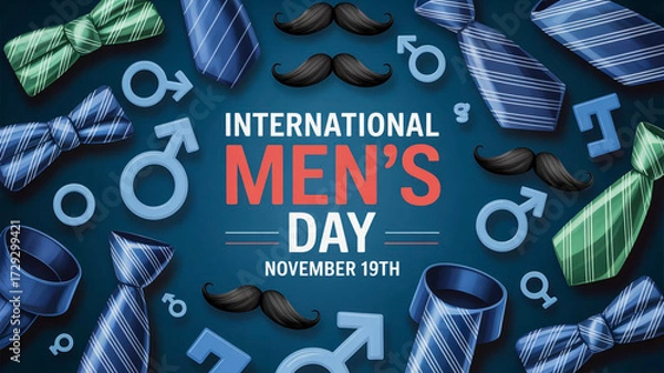 Fototapeta Celebrate international men's day november 19th with stylish accessories and symbols of masculinity