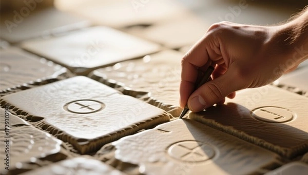Obraz Crafting decorative tiles artisan workshop craftsmanship indoor close-up creativity