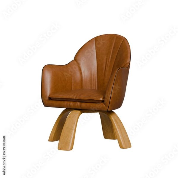 Obraz Brown leather chair isolated on transparent background