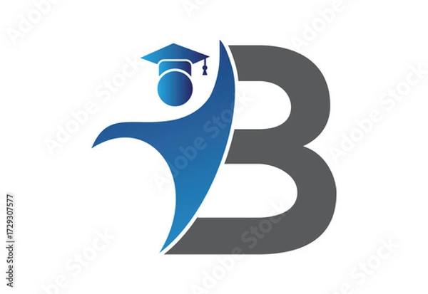 Fototapeta Graduation flat Icon human with latter B design concept