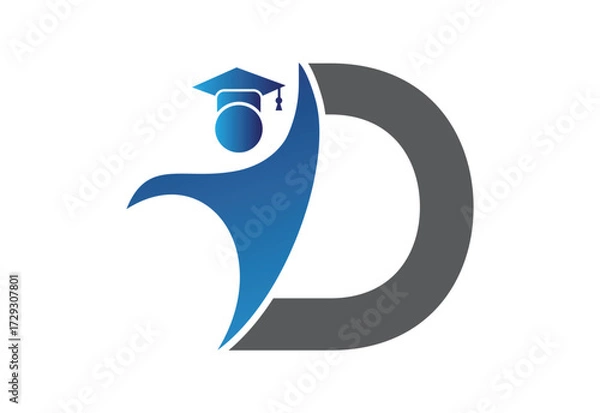 Fototapeta Graduation flat Icon human with latter D design concept
