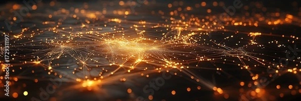 Fototapeta City Lights Illuminated: A mesmerizing aerial view of a sprawling cityscape at night, its intricate network of lights twinkling and interconnected, symbolizing the pulse of modern life. 