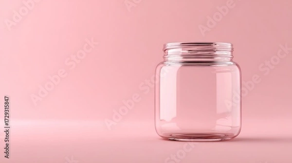Fototapeta Empty glass jar mockup template on pink background design