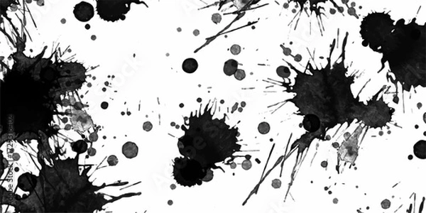 Fototapeta Splattered ink halftone texture with rough, random textures and dynamic grunge smears. ink blots and splats. detailed ink splats Hyperrealistic Highly Detailed Isolated On Transparent Background.