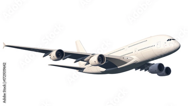 Fototapeta Modern passenger jet in flight, showcasing aviation technology and travel possibilities for your project