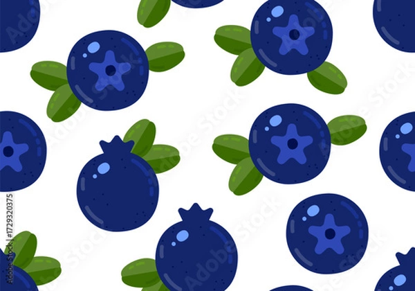 Fototapeta Seamless pattern with Blueberry, berry texture, backdrop for summer. National Blueberry Month