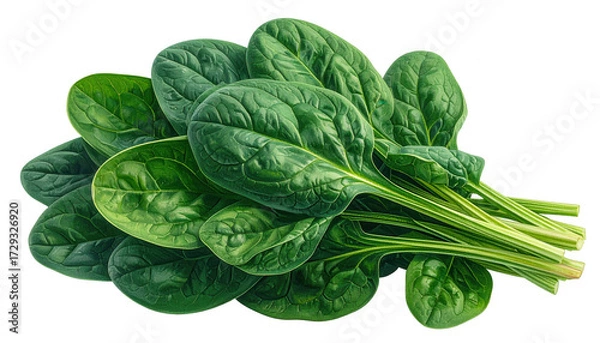 Obraz Freshly harvested spinach leaves, showcasing vibrant shades of green, are bunched together against a stark black backdrop, highlighting the textures and forms of the nutritious greens.