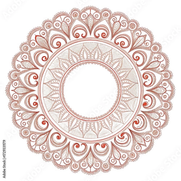 Fototapeta Ornate circular design with delicate floral and petal-like patterns, light pink and neutral colors