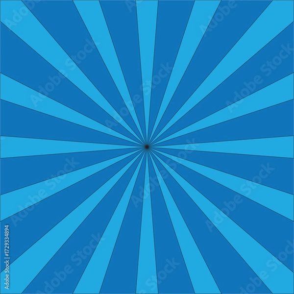 Fototapeta Radial Blue Sunburst Ray Pattern Concentric Background Vector Illustration.