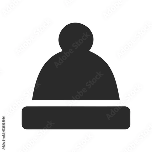 Fototapeta Simple knitted beanie hat icon in black and white
