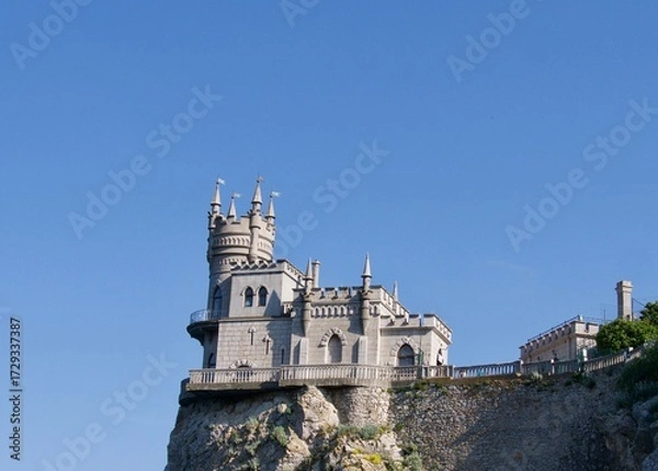 Fototapeta The Swallow's Nest castle, Gaspra,Yalta area, Crimea 2019, view from mountains