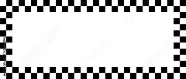 Fototapeta black and white frame. Checkers frame, border in line art style geometric seamless pattern
