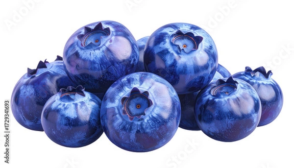 Obraz of vibrant, plump blueberries, displaying rich blue hues and intricate textures against a deep black background, showcasing freshness and a healthy snack.