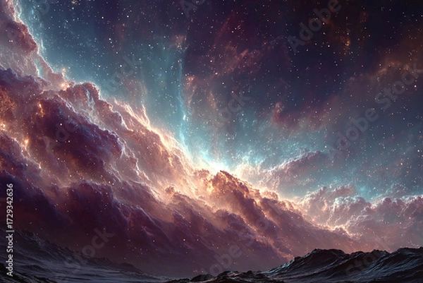 Fototapeta "Cosmic Outer Space Background with Starry Sky and Galaxy Theme"