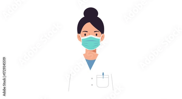 Fototapeta Dedicated healthcare professional wearing protective mask, ready to serve with compassion and expertise in modern medical setting