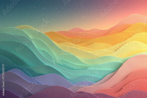 Fototapeta "Retro 60s-70s Abstract Horizontal Background with Colorful Pastel Waves – Trendy Vector Illustration"