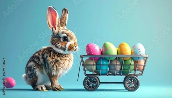 Obraz Cute bunny with Easter eggs (2)