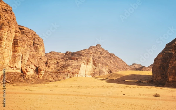 Obraz Rocky formations in Al Ula desert, Saudi Arabia, clear sky above