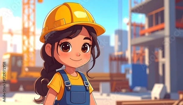 Obraz Cute child construction worker