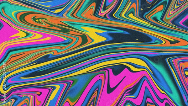 Fototapeta vibrant psychedelic liquid marble abstract grain noise texture background wallpaper art bright color swirl