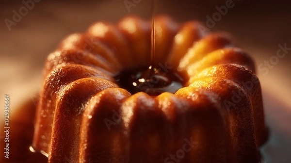 Obraz Syrupy glaze dripping on bundt cake