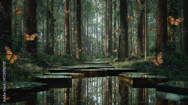 Obraz Serene pathway through a magical forest