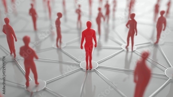 Obraz Red human figures in a network