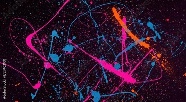 Fototapeta Colorful abstract paint splashes and drips