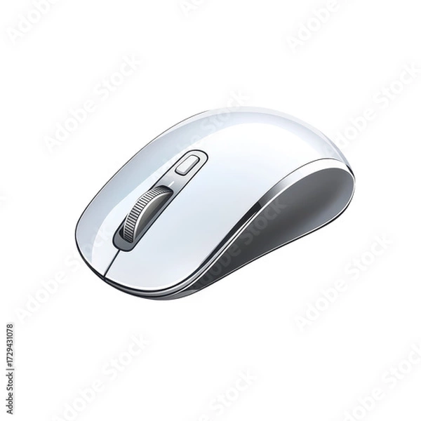 Fototapeta Sleek white computer mouse with scroll wheel on black