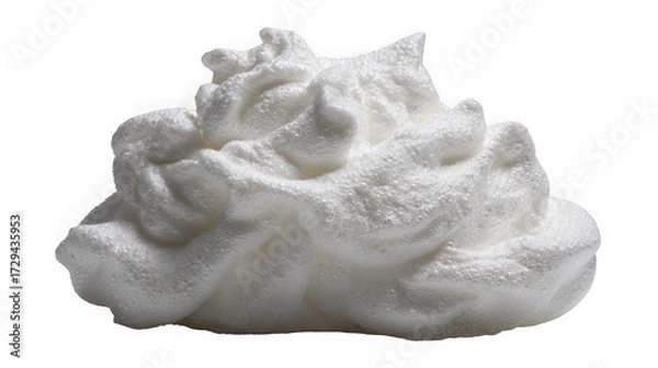 Fototapeta A peak of fluffy white whipped cream with intricate swirls, isolated on transparent background
