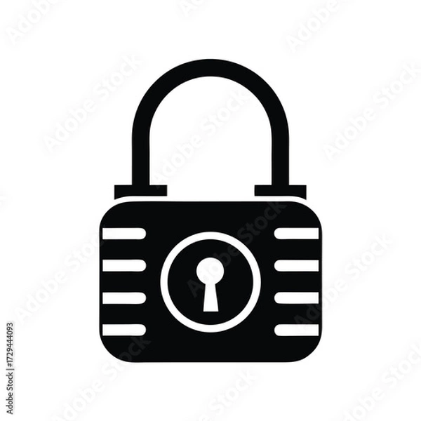Obraz Isolated Black Padlock Icon With Keyhole On White Background, Security