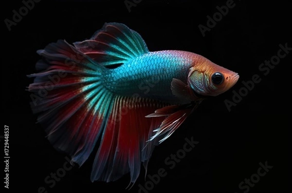 Fototapeta Colorful Betta fish on a black background
