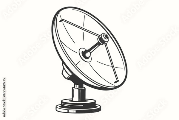 Fototapeta Modern Satellite Dish on White Background, Space and Technology