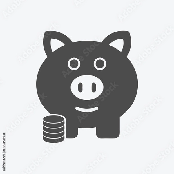 Obraz Piggy Bank with Upward Dollar Arrow Design on White Background Icon