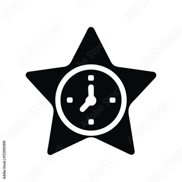 Obraz Star Clock Icon on White Background Isolated Minimalist