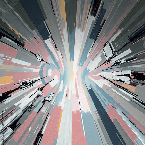 Fototapeta Abstract Radial Line Composition with Central Light