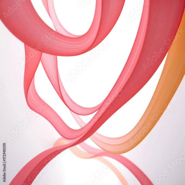 Fototapeta Abstract Ribbons Pink and Orange with Reflection